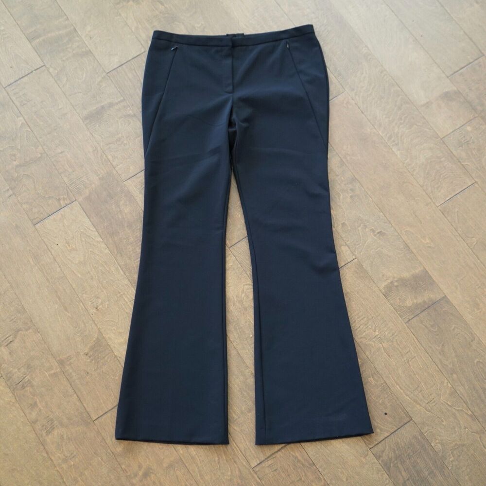 ESCADA Sz 42/12‎ US Black Dress Pants baby flare Flat Front Crease Business